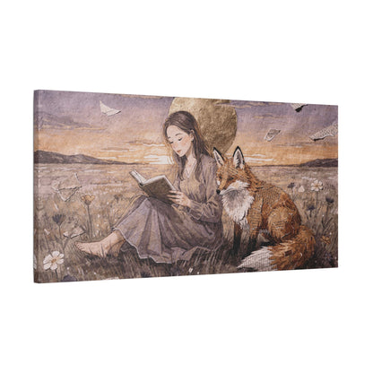 Meadow at Dusk – A Quiet Reading | Storybook Canvas Art