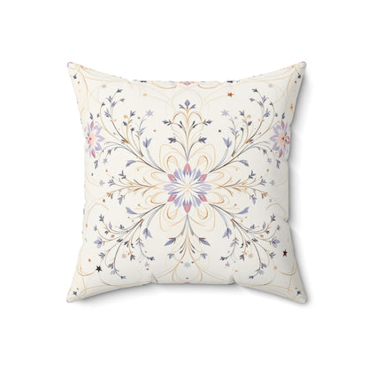 Ethereal Starlit Bloom – Elegant Ornamental Design Throw Pillow