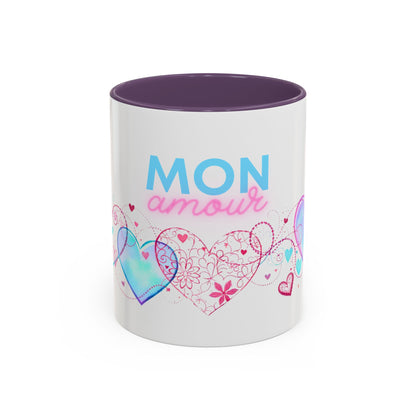 Mon amour/Pour toujours Valentine's Day Mug Set– Romantic French Gift for Couples [1 of 2] (11oz, 15oz)