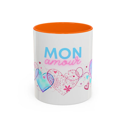 Mon amour/Pour toujours Valentine's Day Mug Set– Romantic French Gift for Couples [1 of 2] (11oz, 15oz)