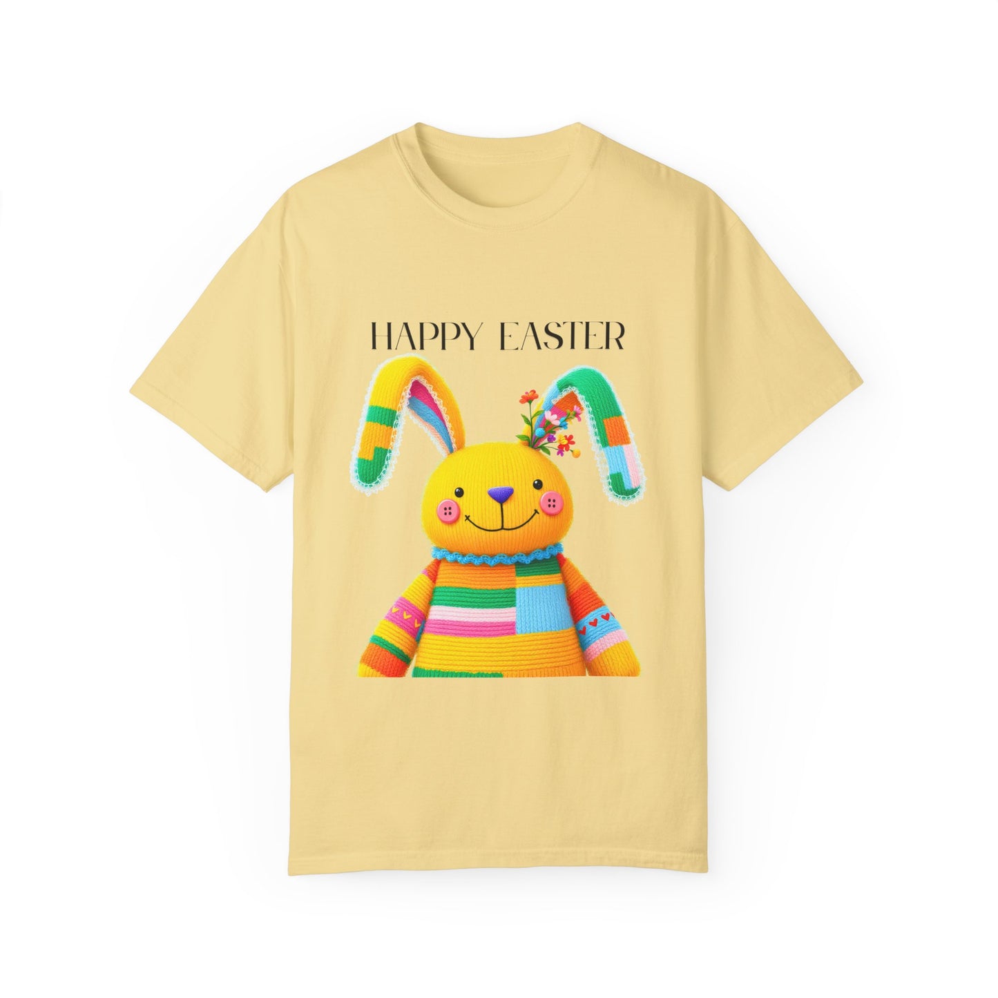 Comfort Colors 1717 Unisex Garment-Dyed T-shirt - Patchwork Bunny Bliss – Knitted Toy Happy Easter