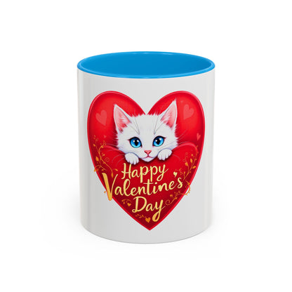 Adorable White Kitten Valentine's Day Mug – Cute & Romantic Gift (11oz)