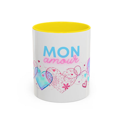 Mon amour/Pour toujours Valentine's Day Mug Set– Romantic French Gift for Couples [1 of 2] (11oz, 15oz)