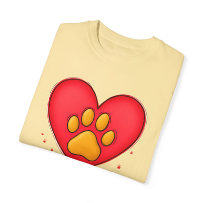Comfort Colors 1717 Unisex Garment-Dyed T-shirt - "You’re Pawfect!" Adorable Heart and Paw Valentine's Day Design [Color Set 1]