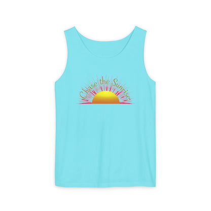 Comfort Colors® 9360 Women's Garment-Dyed Tank Top - Chase the Sunrise Aesthetic Design