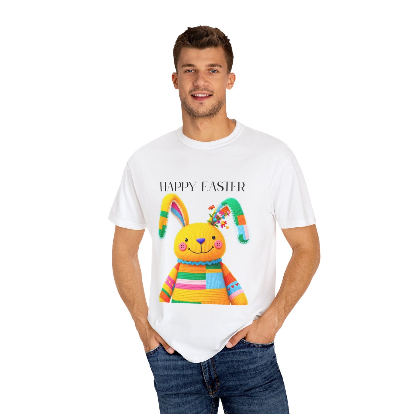 Comfort Colors 1717 Unisex Garment-Dyed T-shirt - Patchwork Bunny Bliss – Knitted Toy Happy Easter