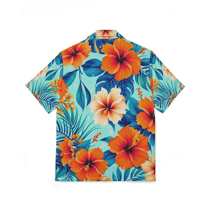 Men's Tropical Hibiscus Hawaiian Camp Shirt – Vibrant Floral Vacation Wear