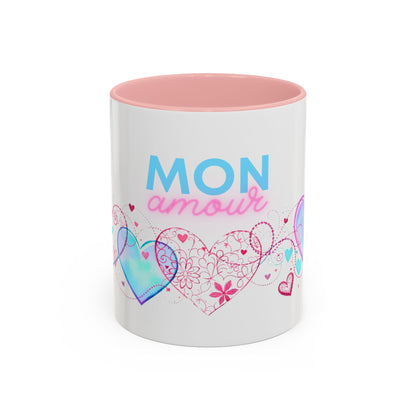 Mon amour/Pour toujours Valentine's Day Mug Set– Romantic French Gift for Couples [1 of 2] (11oz, 15oz)