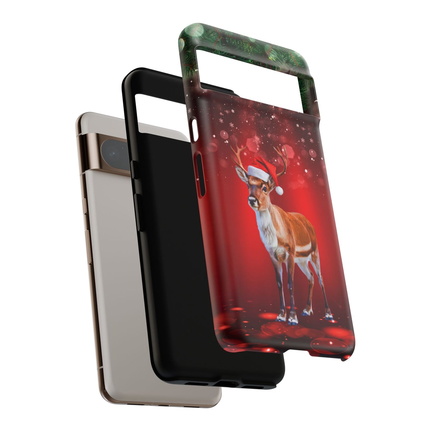 Festive Reindeer No.1 – Santa Hat with Holiday Lights Design for iPhone, Samsung & Google Models