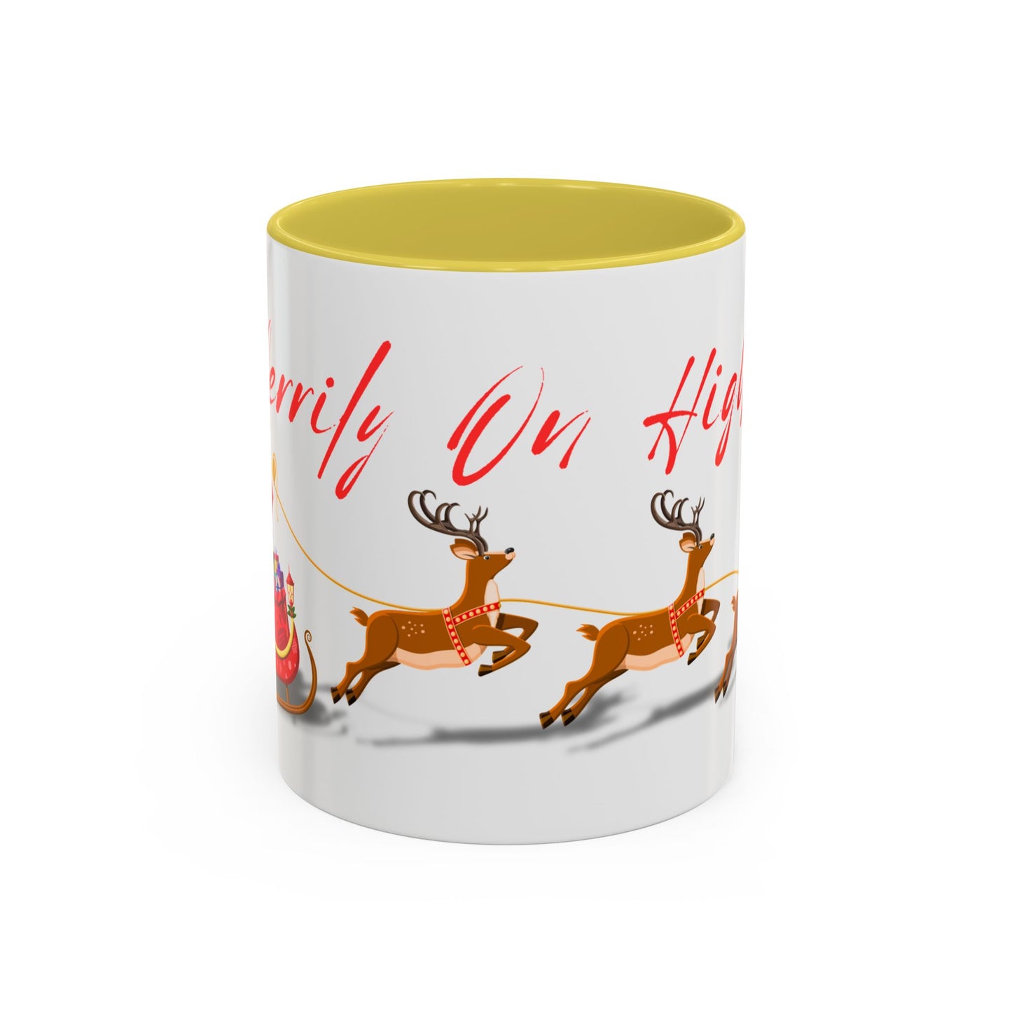 Merrily On High! Santa & Reindeer Mug