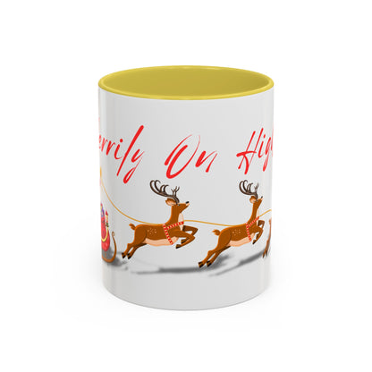 Merrily On High! Santa & Reindeer Mug