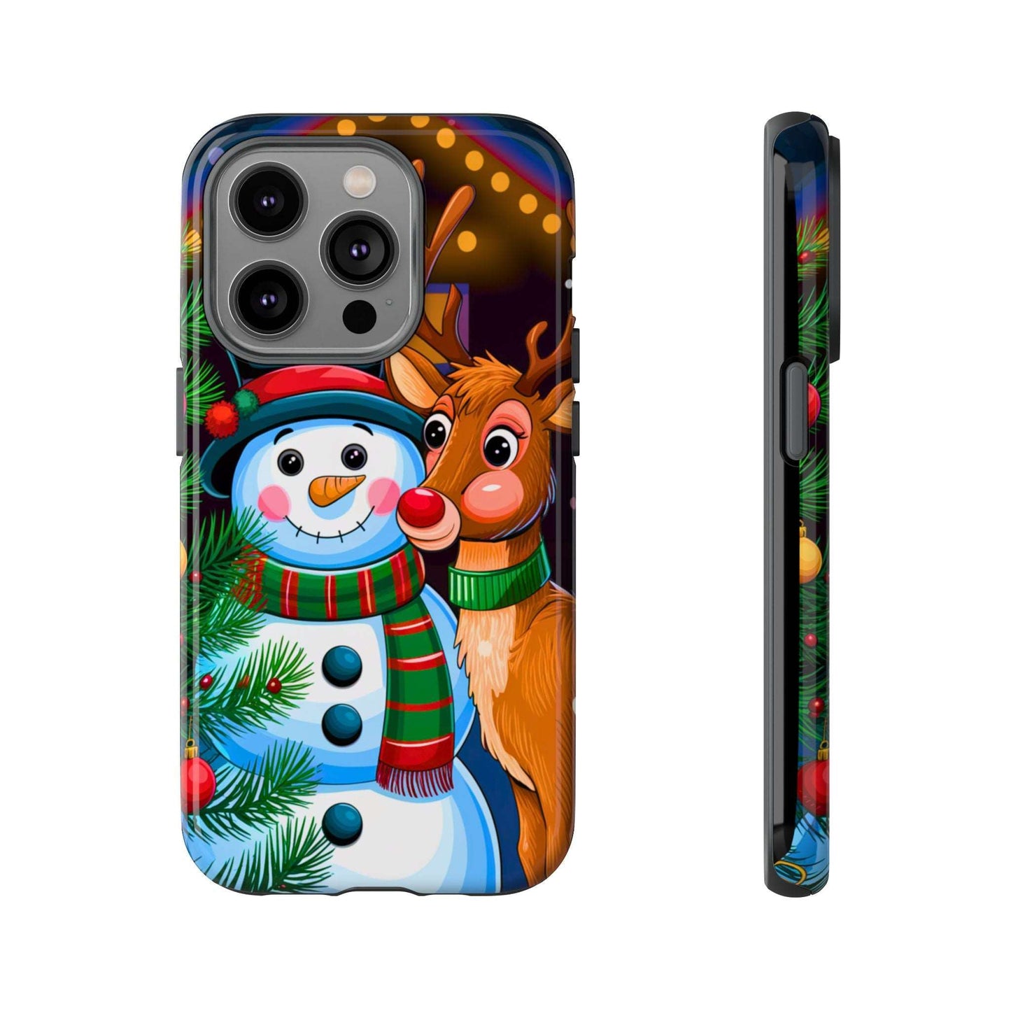 Festive Snowman and Reindeer Christmas Phone Case