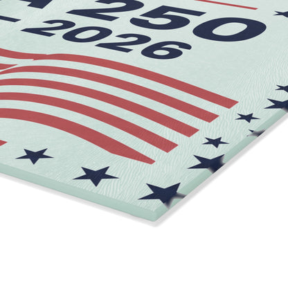 Close-up of a patriotic design with stars and stripes on a light blue background.