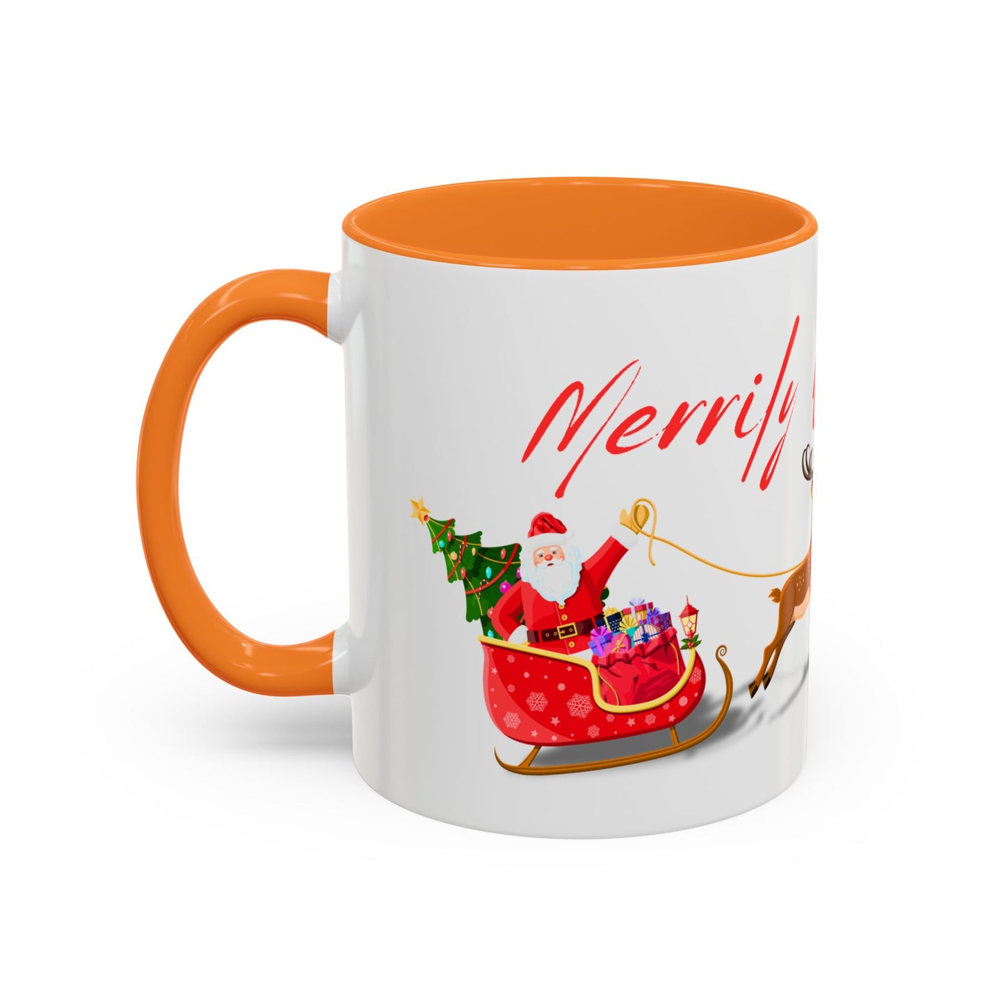 Merrily On High! Santa & Reindeer Mug