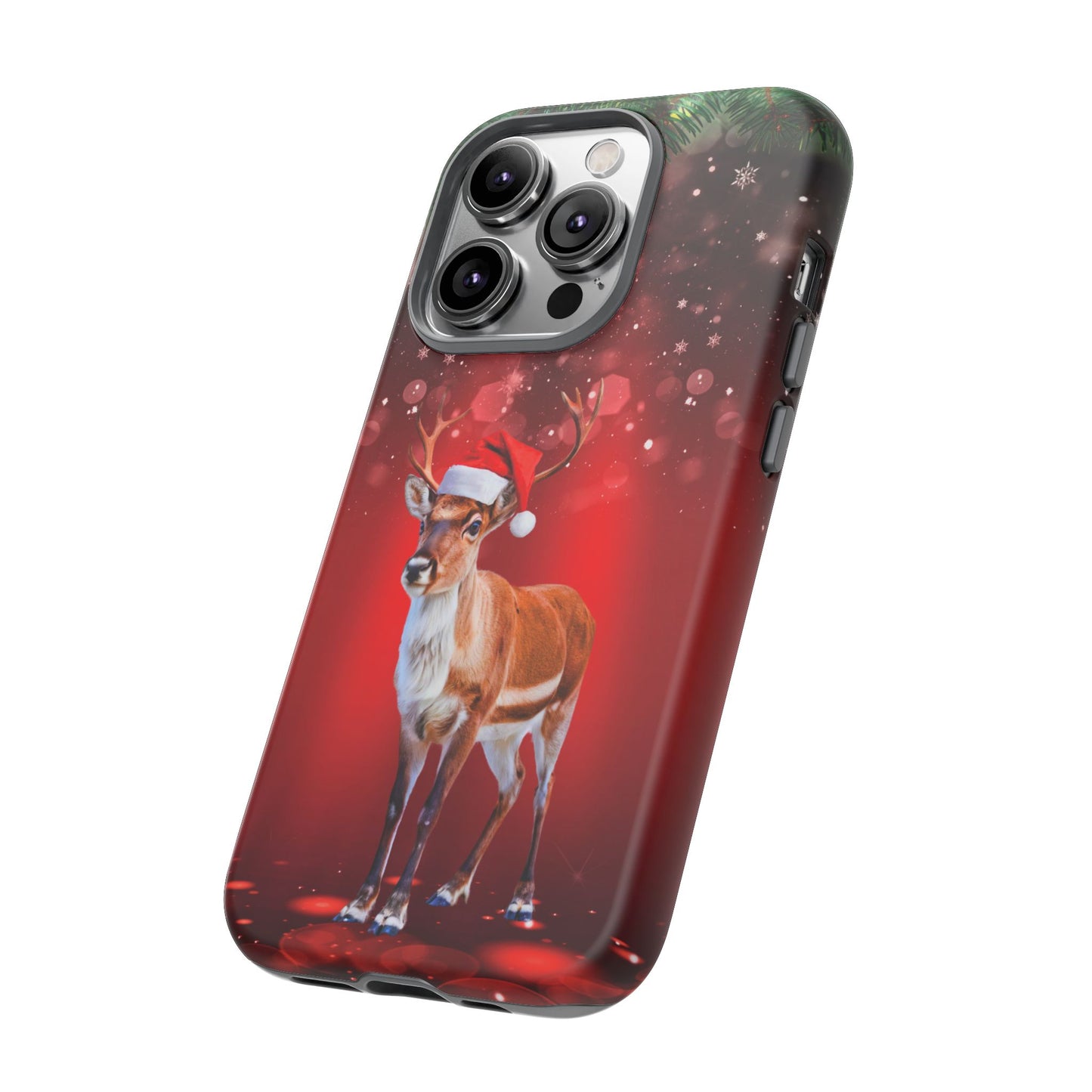 Festive Reindeer No.1 – Santa Hat with Holiday Lights Design for iPhone, Samsung & Google Models