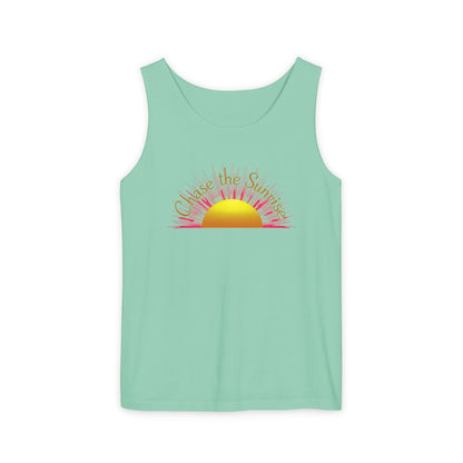 Comfort Colors® 9360 Women's Garment-Dyed Tank Top - Chase the Sunrise Aesthetic Design