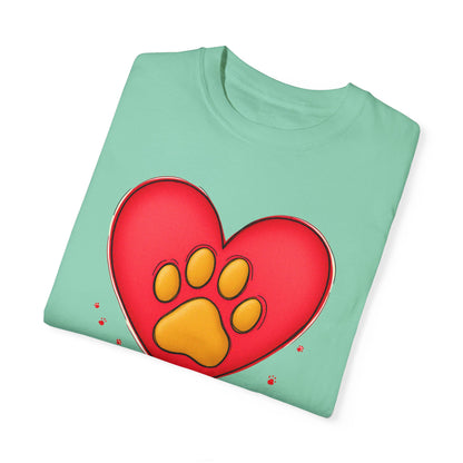 Comfort Colors 1717 Unisex Garment-Dyed T-shirt - "You’re Pawfect!" Adorable Heart and Paw Valentine's Day Design [Color Set 1]