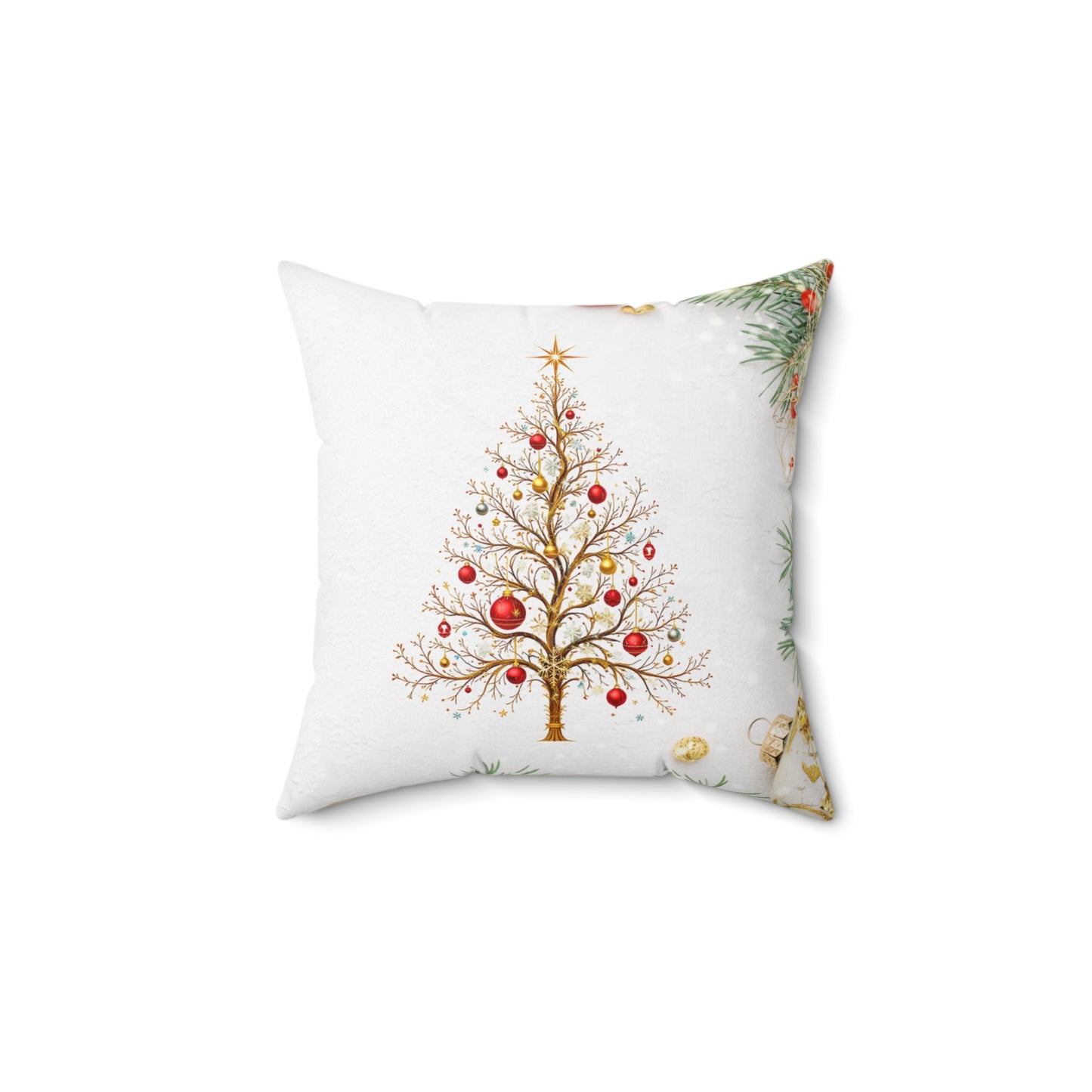 Elegant Christmas Tree Pillow – Minimalist Golden Holiday Charm