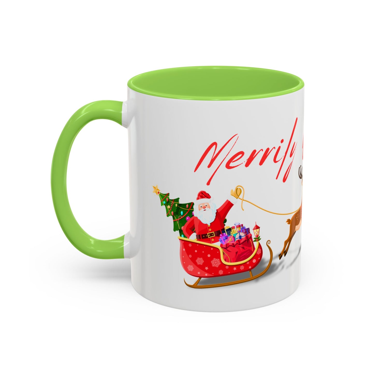 Merrily On High! Santa & Reindeer Mug