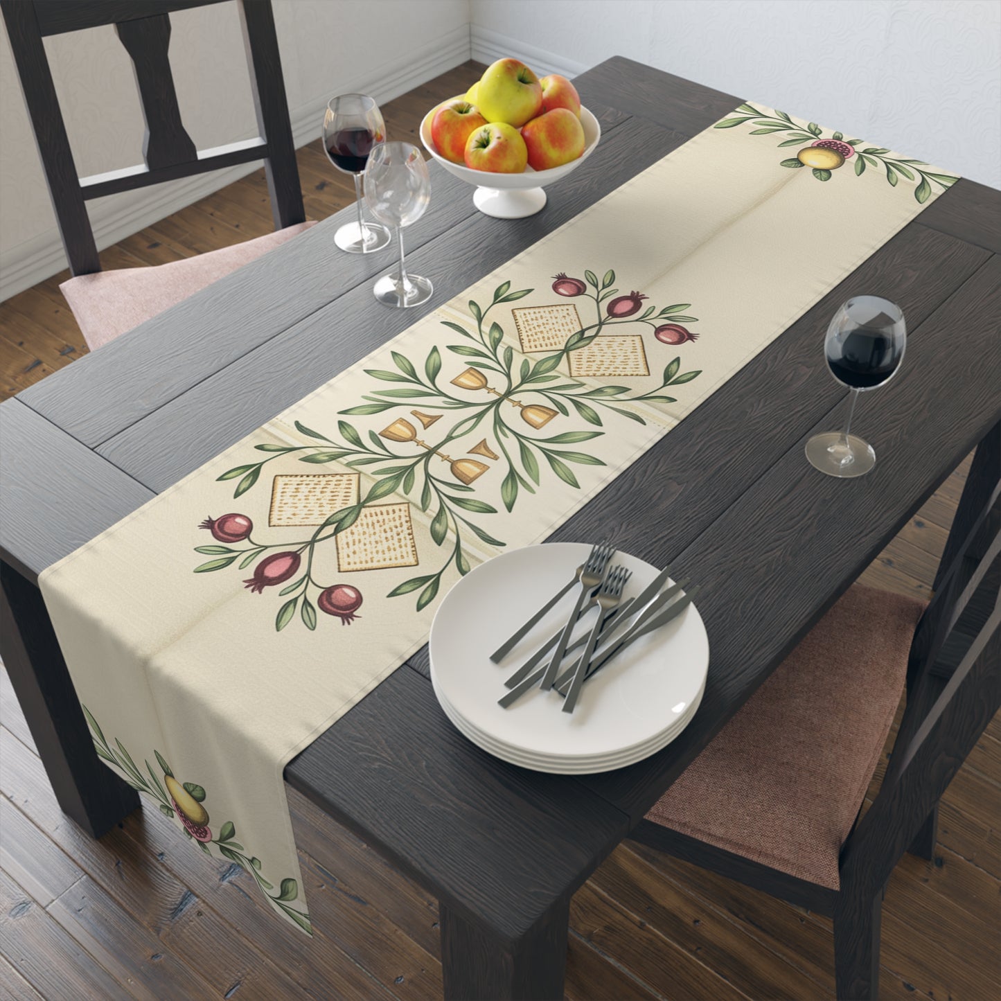 Pesach Sameach Table Runner Collection (v2) — Elegant Passover Seder Table Decor (16×72)