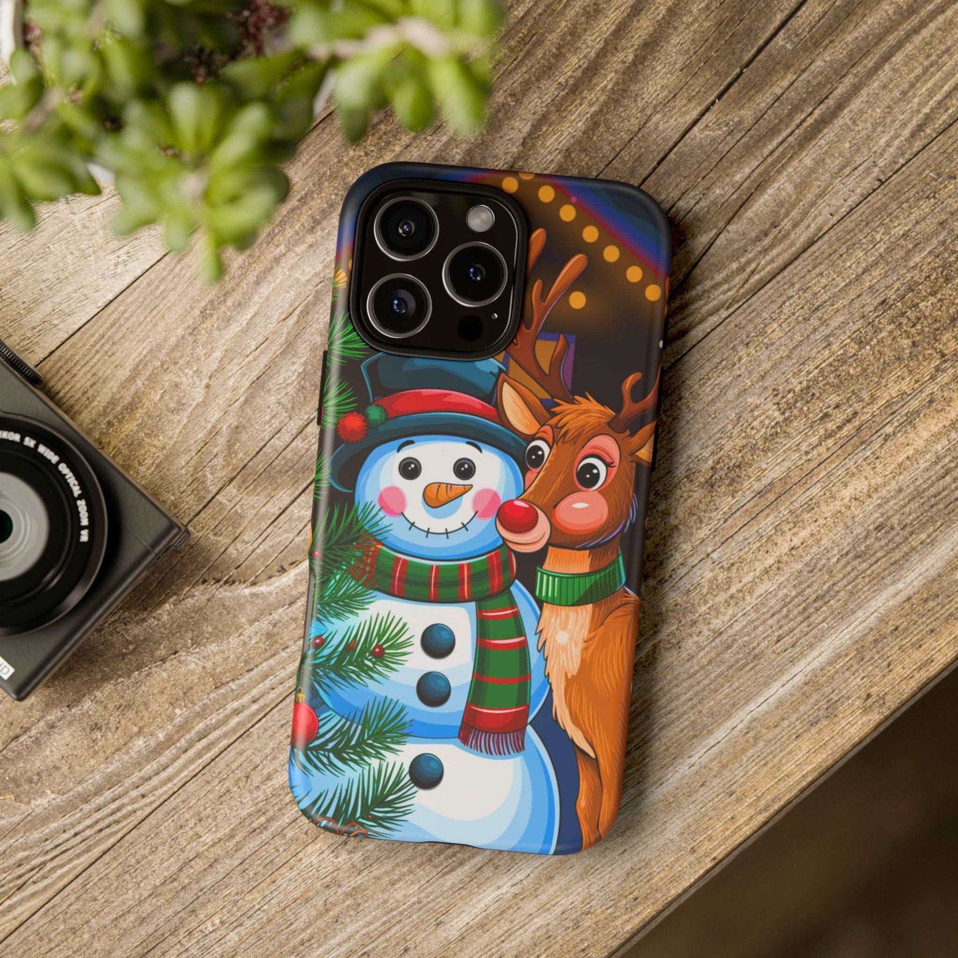 Festive Snowman and Reindeer Christmas Phone Case