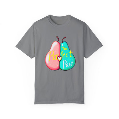 Comfort Colors 1717 Unisex Garment-Dyed T-shirt - "The Perfect Pair" Cute Pear Couple Design (v2)