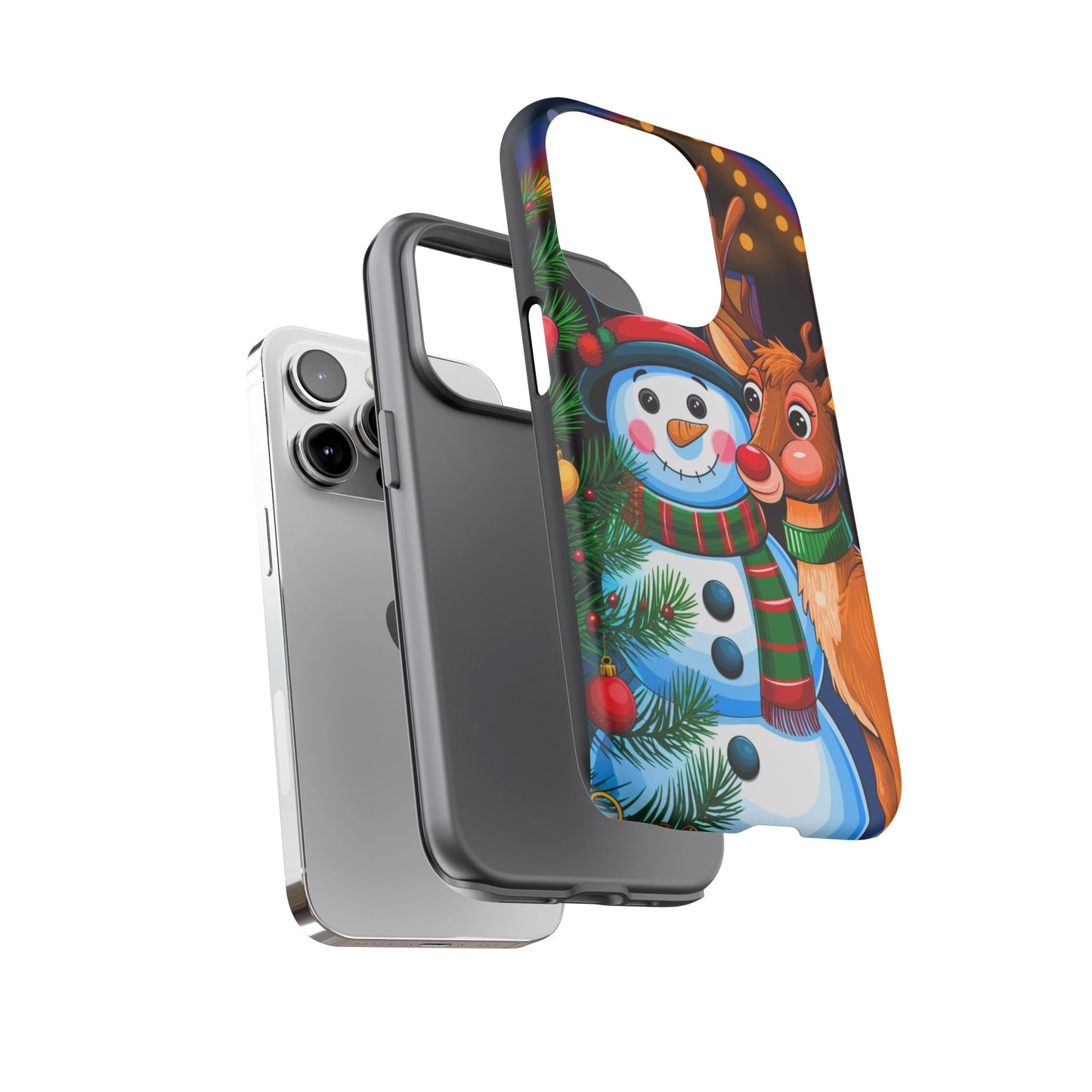 Festive Snowman and Reindeer Christmas Phone Case