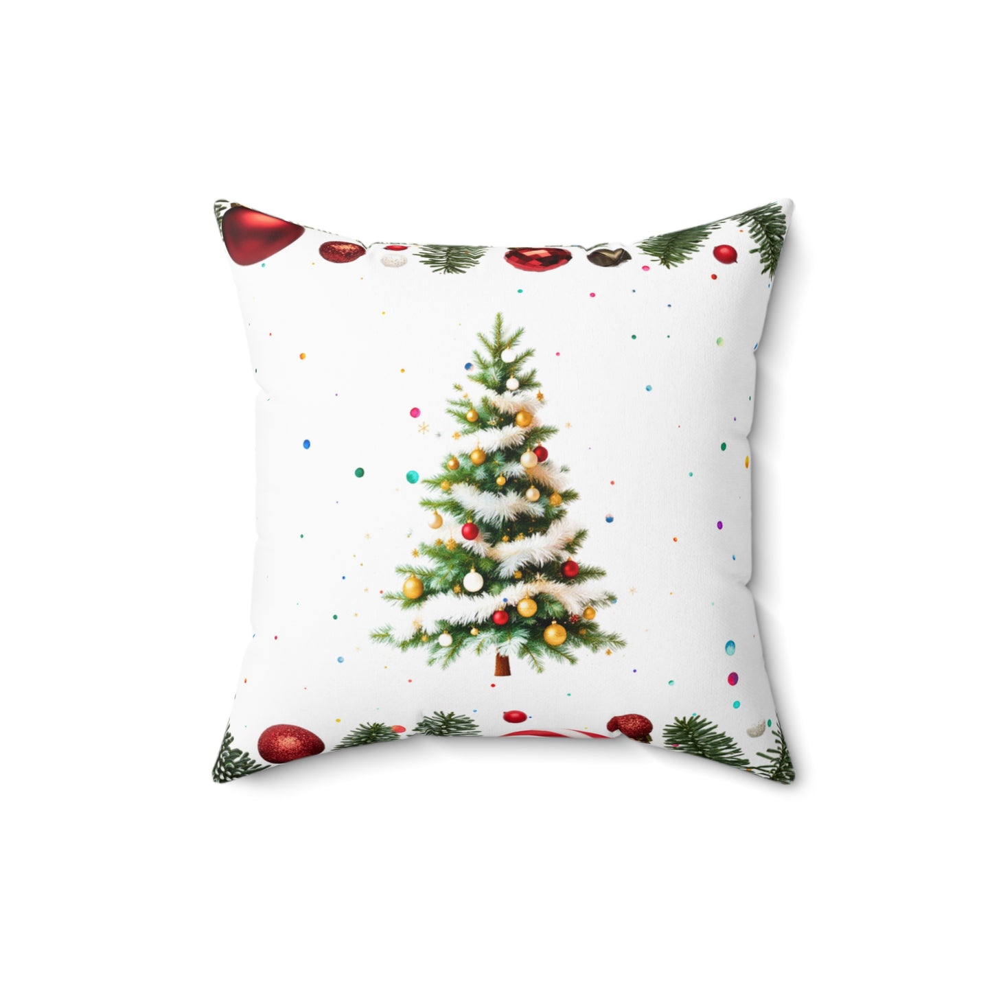 Elegant Christmas Tree Pillow - Candy Cane Border