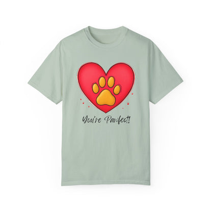 Comfort Colors 1717 Unisex Garment-Dyed T-shirt - "You’re Pawfect!" Adorable Heart and Paw Valentine's Day Design [Color Set 1]