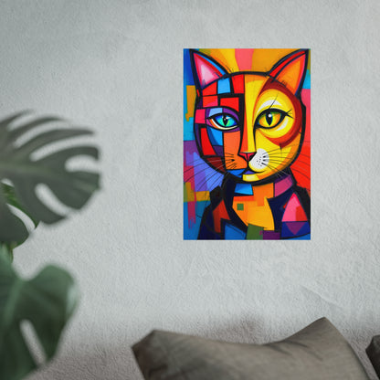 Cubist Cat Portrait - Vibrant Abstract Expression