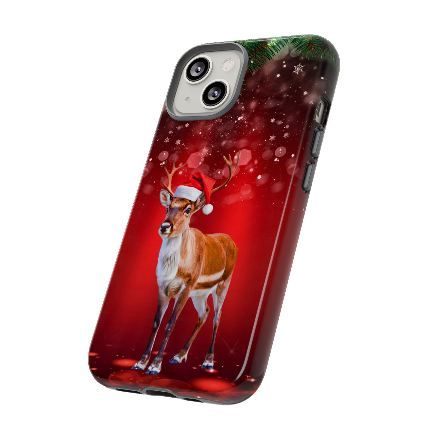 Festive Reindeer No.1 – Santa Hat with Holiday Lights Design for iPhone, Samsung & Google Models