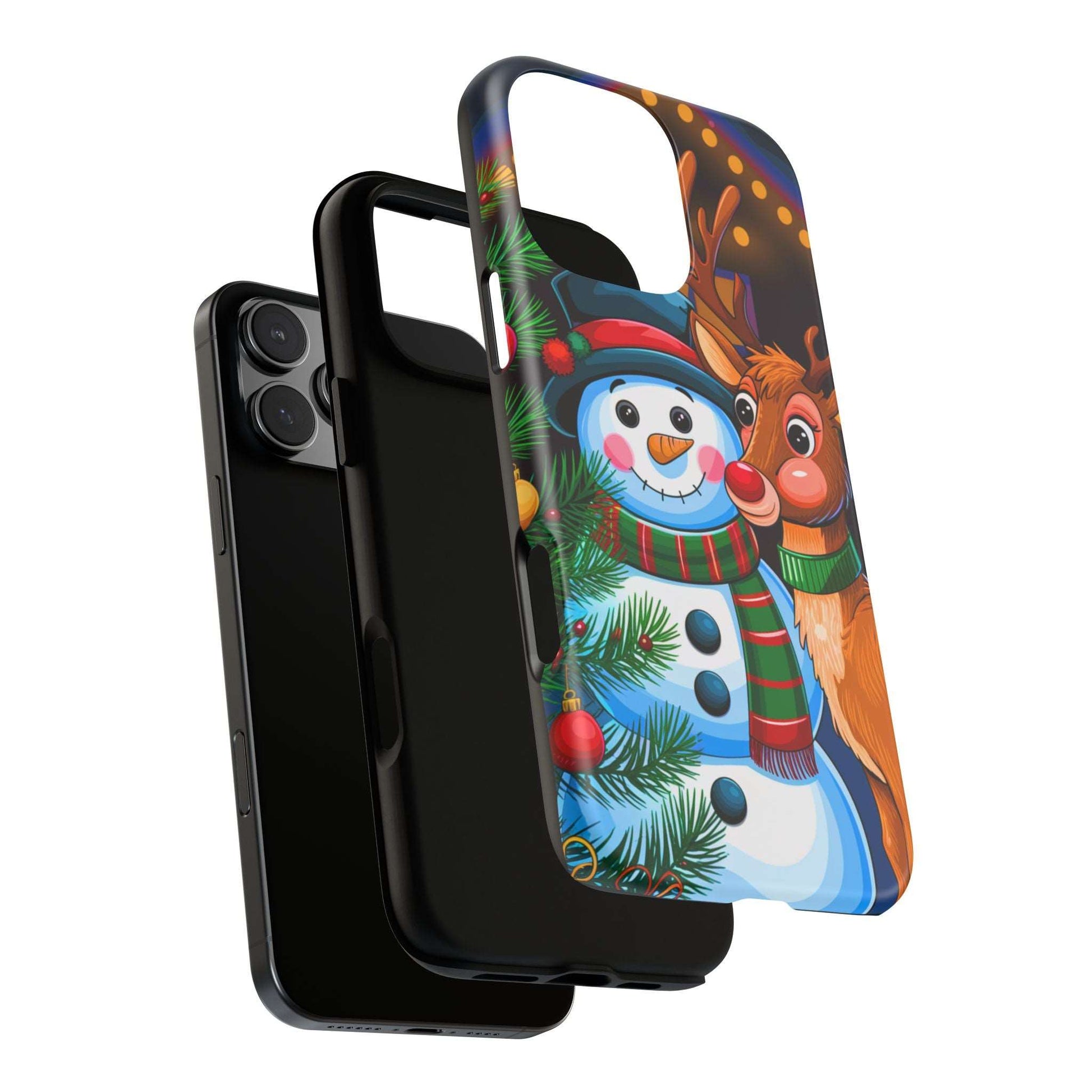 Festive Snowman and Reindeer Christmas Phone Case