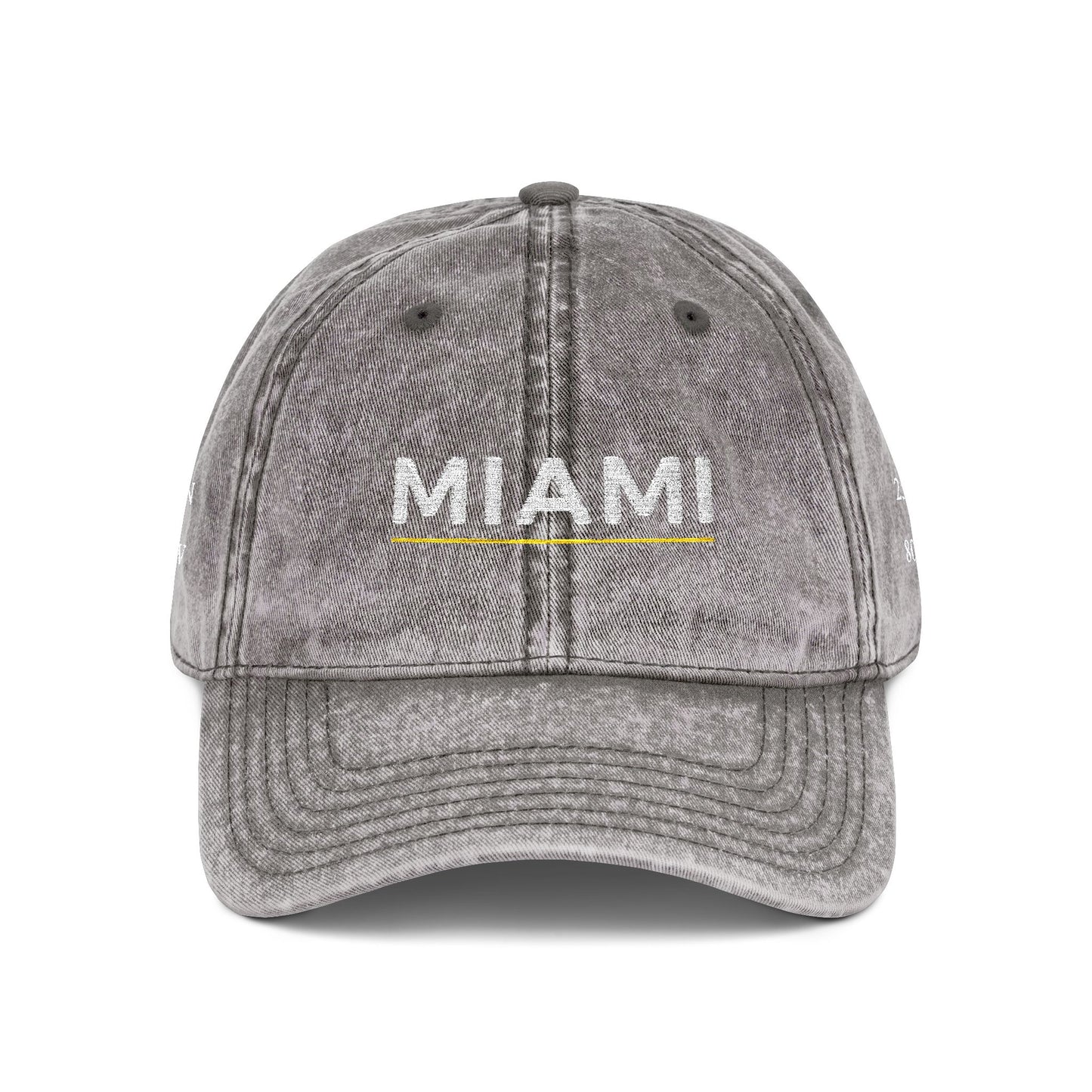 Gray cap with 'abide' embroidered on a white background