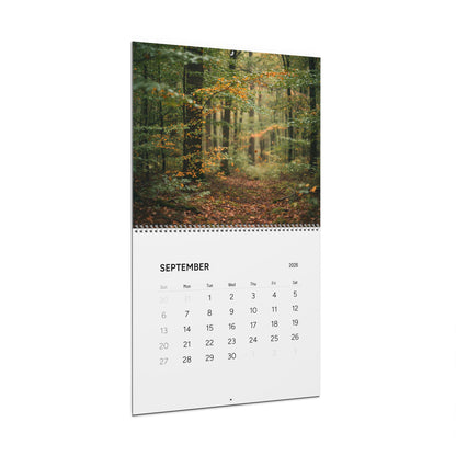 Calendar with a forest scene for September 2023 on a white background
