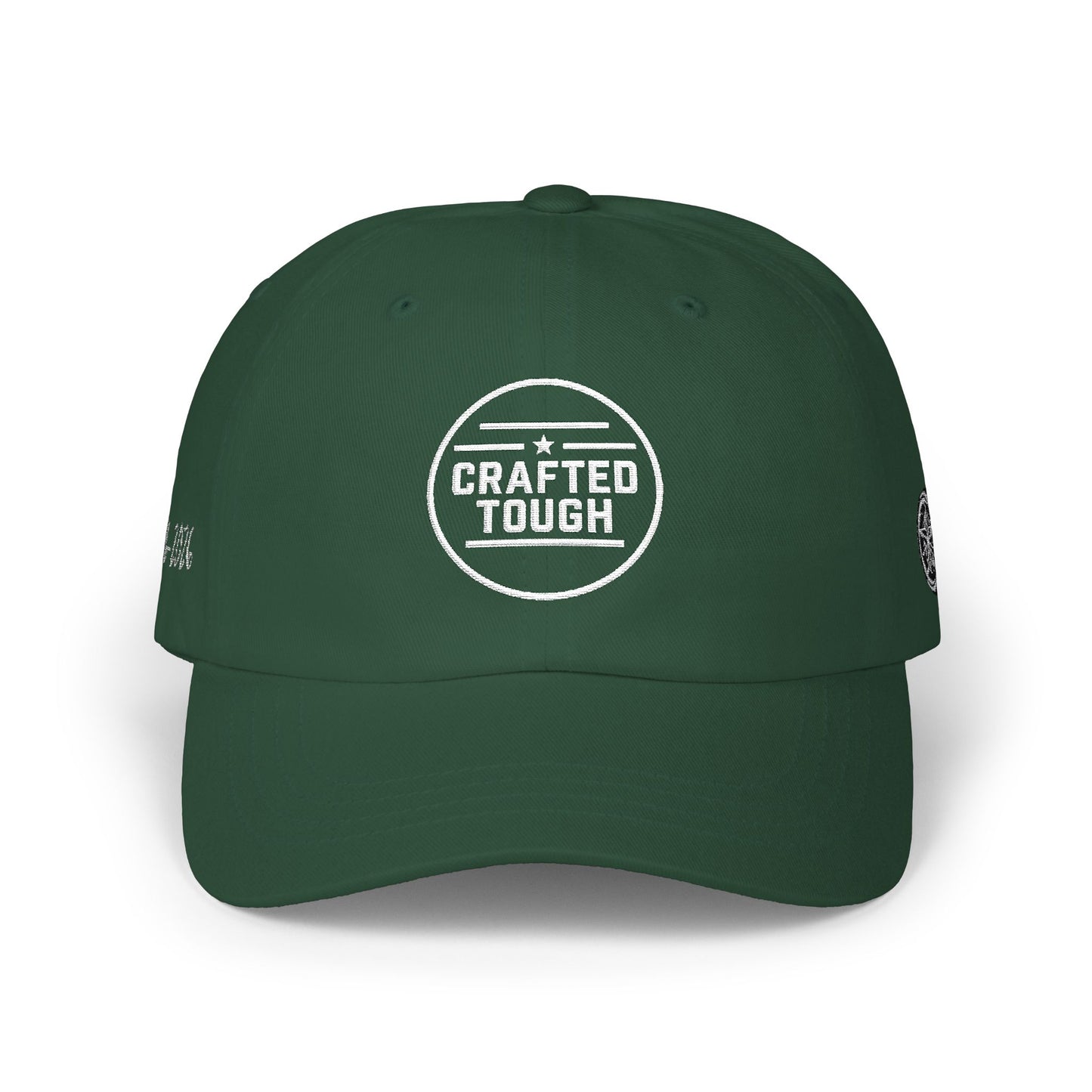 Green cap with a logo on a white background