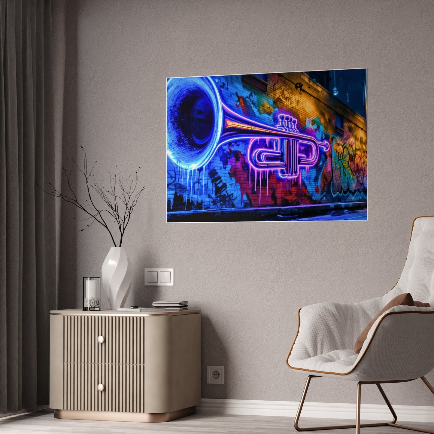Jazz-Inspired Glossy Poster Art | Street Walk II
