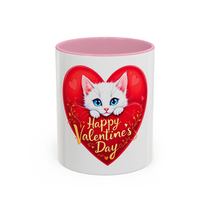 Adorable White Kitten Valentine's Day Mug – Cute & Romantic Gift (11oz)