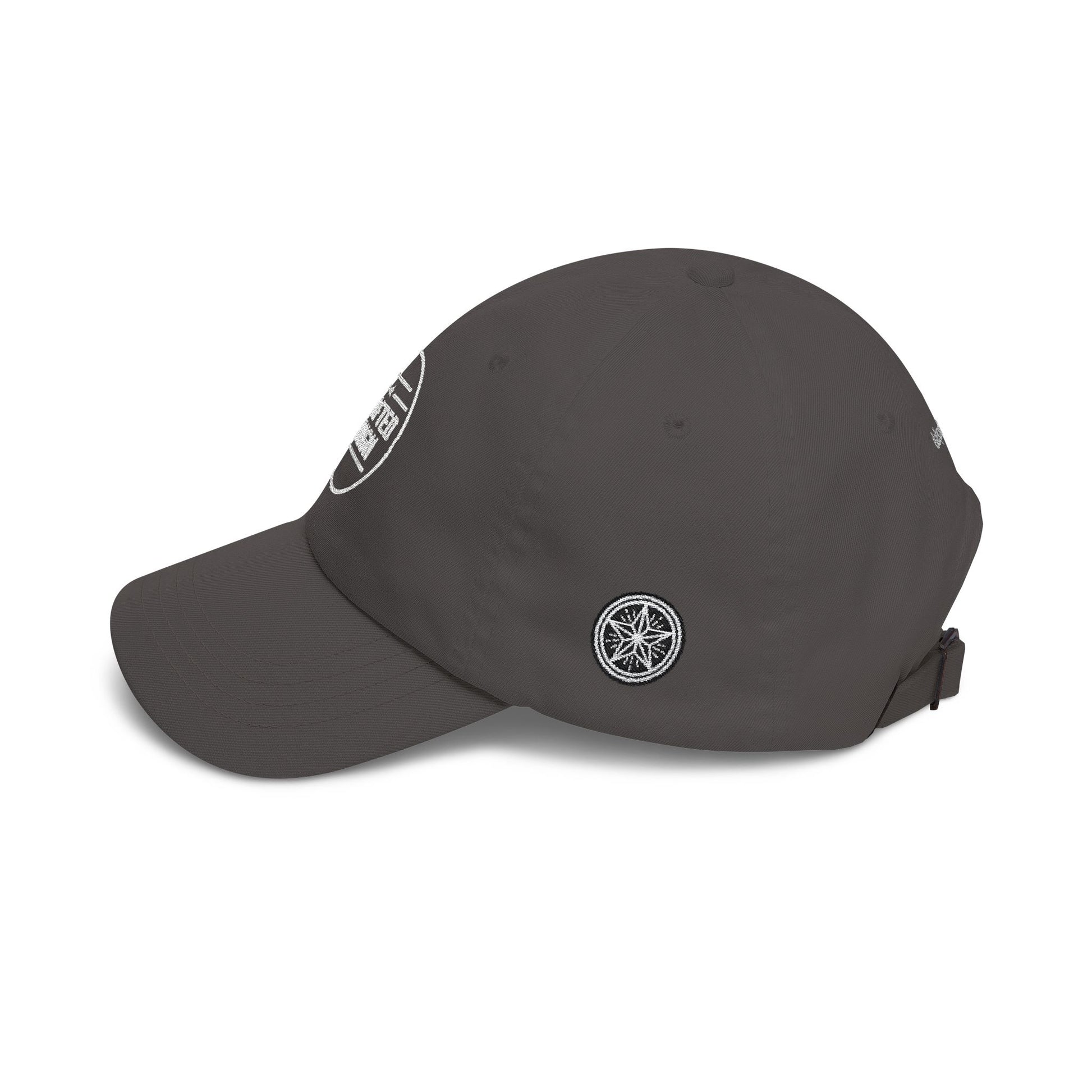 Dark gray cap on a white background