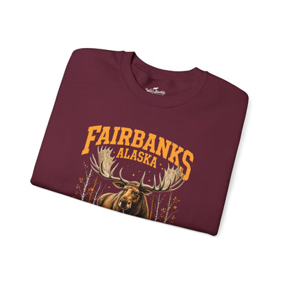 Fairbanks Moose Cotton Crewneck Sweatshirt | Wild Alaska Series Edition 🦌🍁