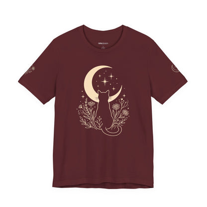 Moon Garden Watcher Cat Celestial Tee