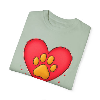 Comfort Colors 1717 Unisex Garment-Dyed T-shirt - "You’re Pawfect!" Adorable Heart and Paw Valentine's Day Design [Color Set 1]