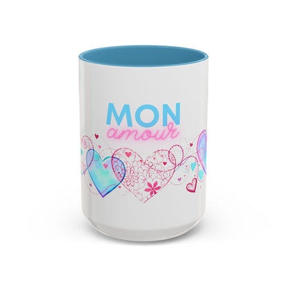 Mon amour/Pour toujours Valentine's Day Mug Set– Romantic French Gift for Couples [1 of 2] (11oz, 15oz)