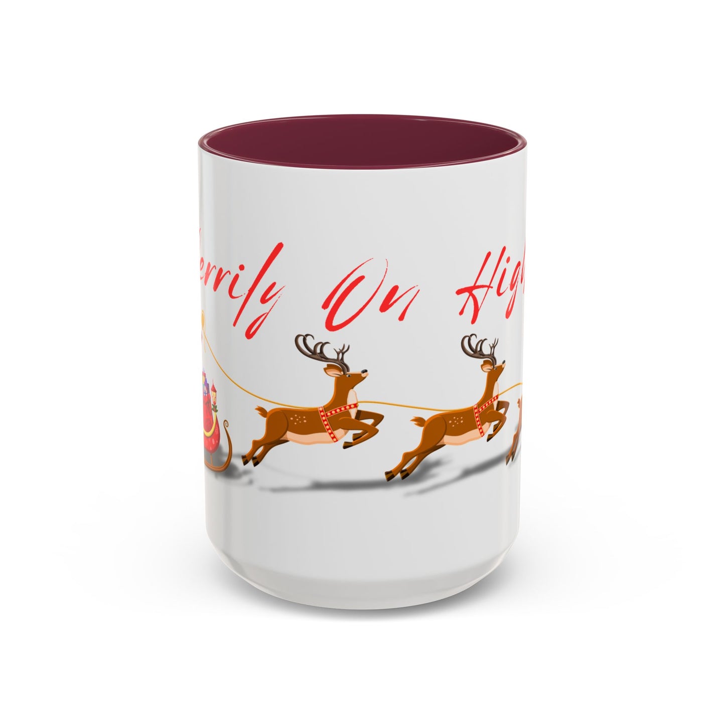 Merrily On High! Santa & Reindeer Mug