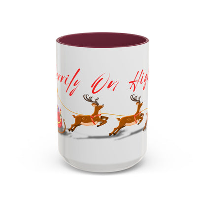 Merrily On High! Santa & Reindeer Mug