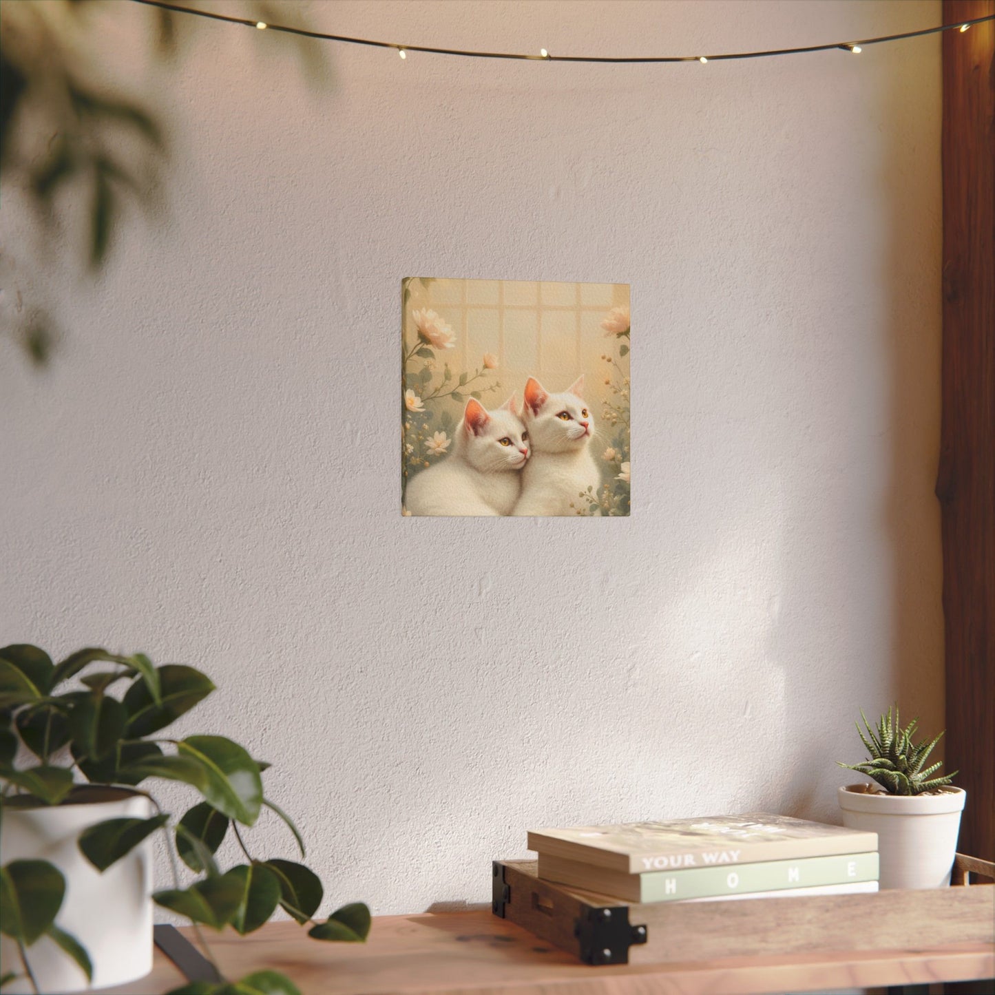 White Chocolate Kitties: Serene Winter Floral Art Giclée Print