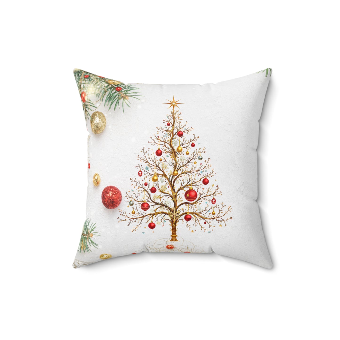 Elegant Christmas Tree Pillow – Minimalist Golden Holiday Charm