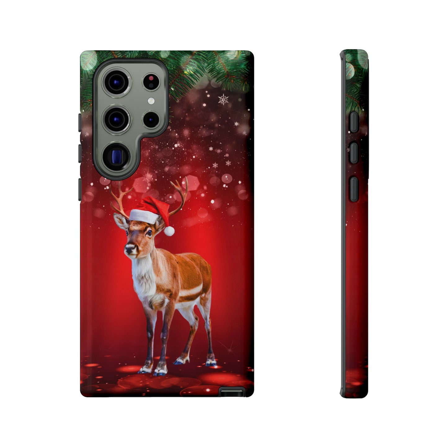 Festive Reindeer No.1 – Santa Hat with Holiday Lights Design for iPhone, Samsung & Google Models