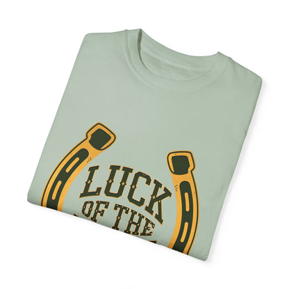 Comfort Colors 1717 Unisex Garment-Dyed T-shirt - Luck of the Irish St. Patrick’s Day Tee – Horseshoe & Shamrock Design
