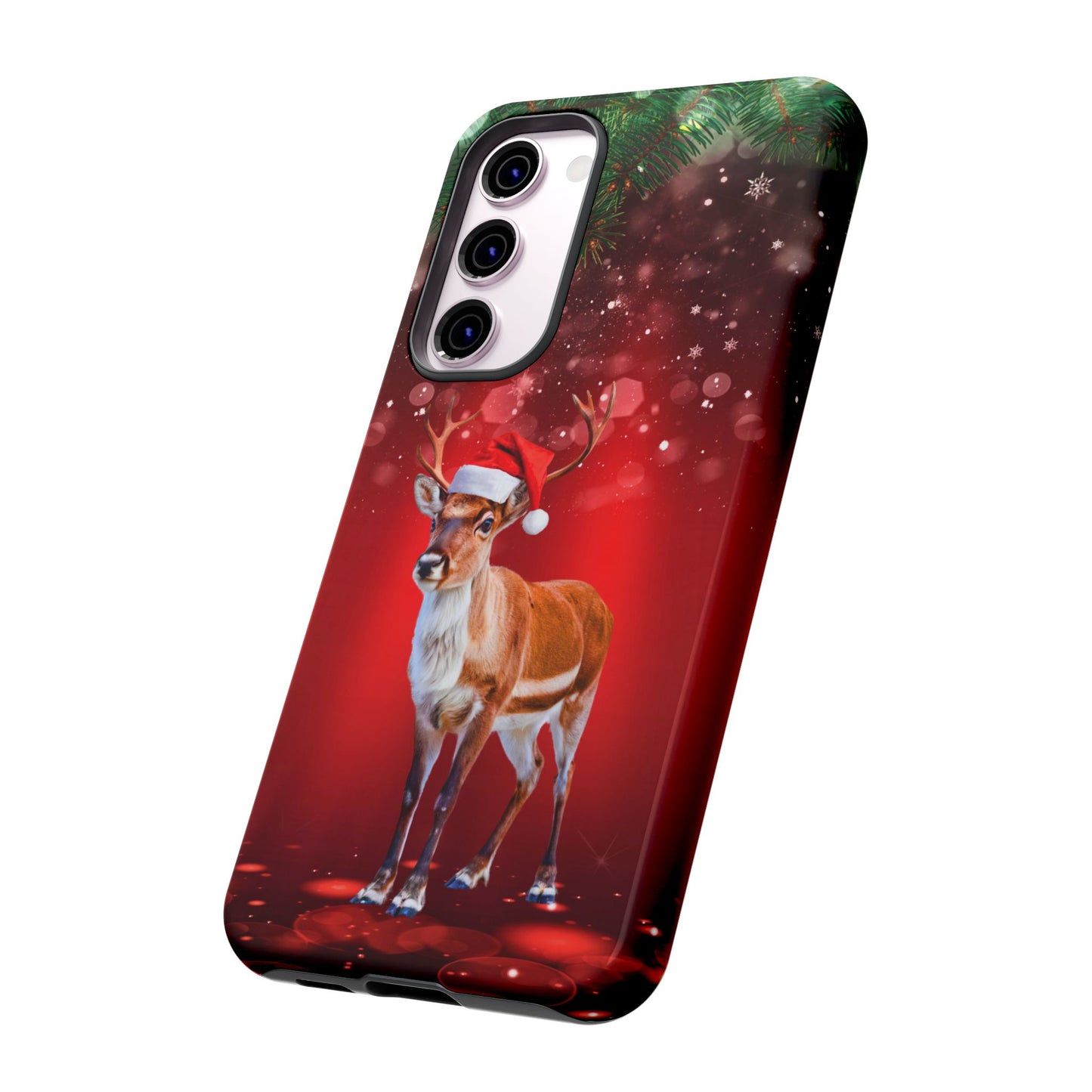 Festive Reindeer No.1 – Santa Hat with Holiday Lights Design for iPhone, Samsung & Google Models