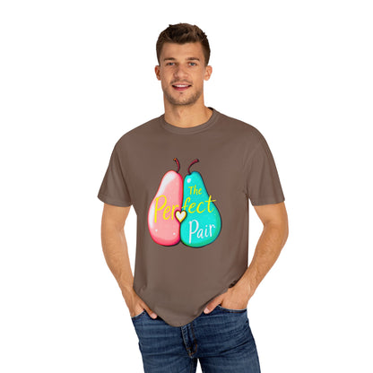 Comfort Colors 1717 Unisex Garment-Dyed T-shirt - "The Perfect Pair" Cute Pear Couple Design (v2)
